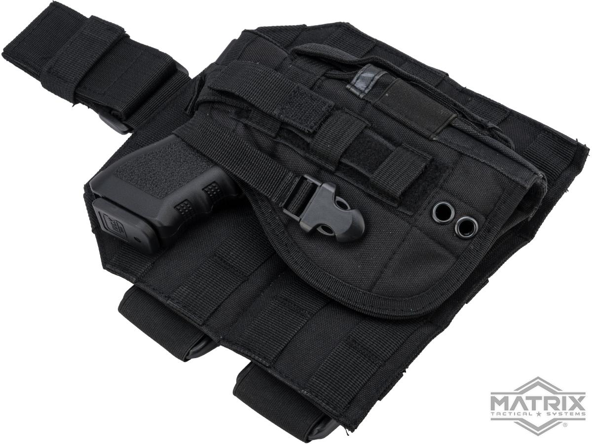 Matrix Tactical Dropleg MOLLE Panel w/ Universal MOLLE Holster (Color: Black)