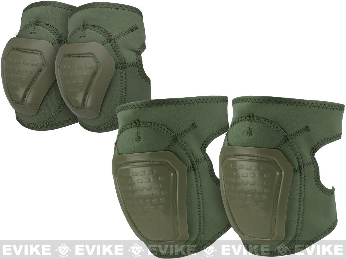 Matrix Bravo Advanced Neoprene Tactical Knee and Elbow Pad Set (Color: OD Green)