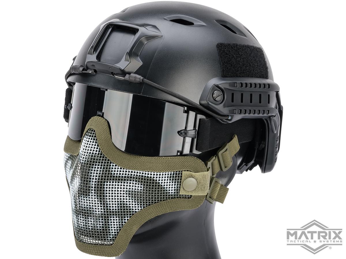 Matrix Iron Face Carbon Steel Mesh Striker V1 Lower Half Mask (Color: OD Green / Skull)