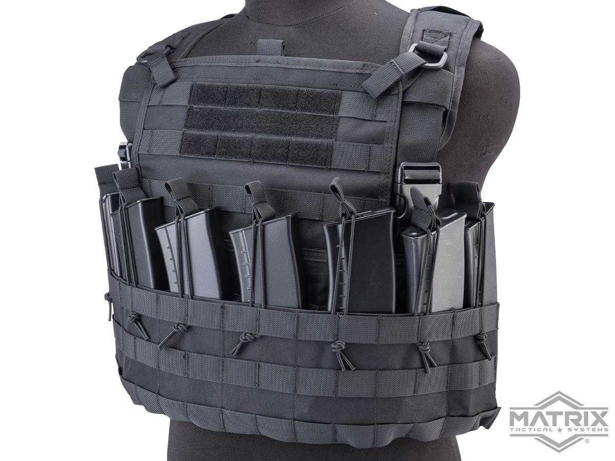 Matrix Modular MOLLE Chest Rig / Plate Carrier w/ Integrated Mag Pouches (Color: Black)