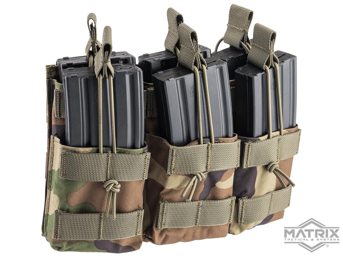 Matrix Double Stack Triple Open Top Magazine Pouch (Color: M81 Woodland)