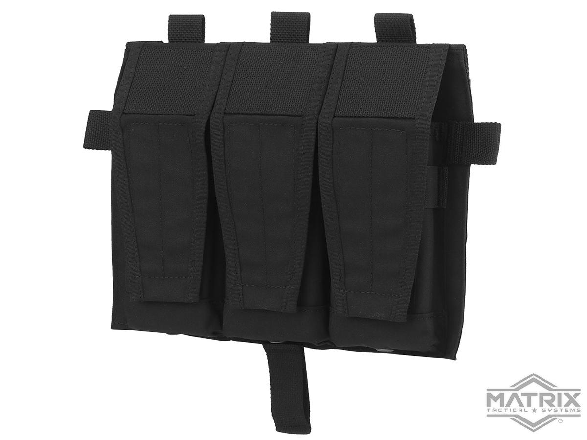 Matrix Closed Top Triple M4 Magazine Pouch Front Flap for Plate Carriers (Color: Black)