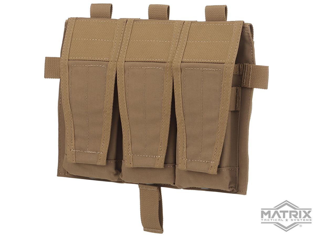 Matrix Closed Top Triple M4 Magazine Pouch Front Flap for Plate Carriers (Color: Coyote Brown)