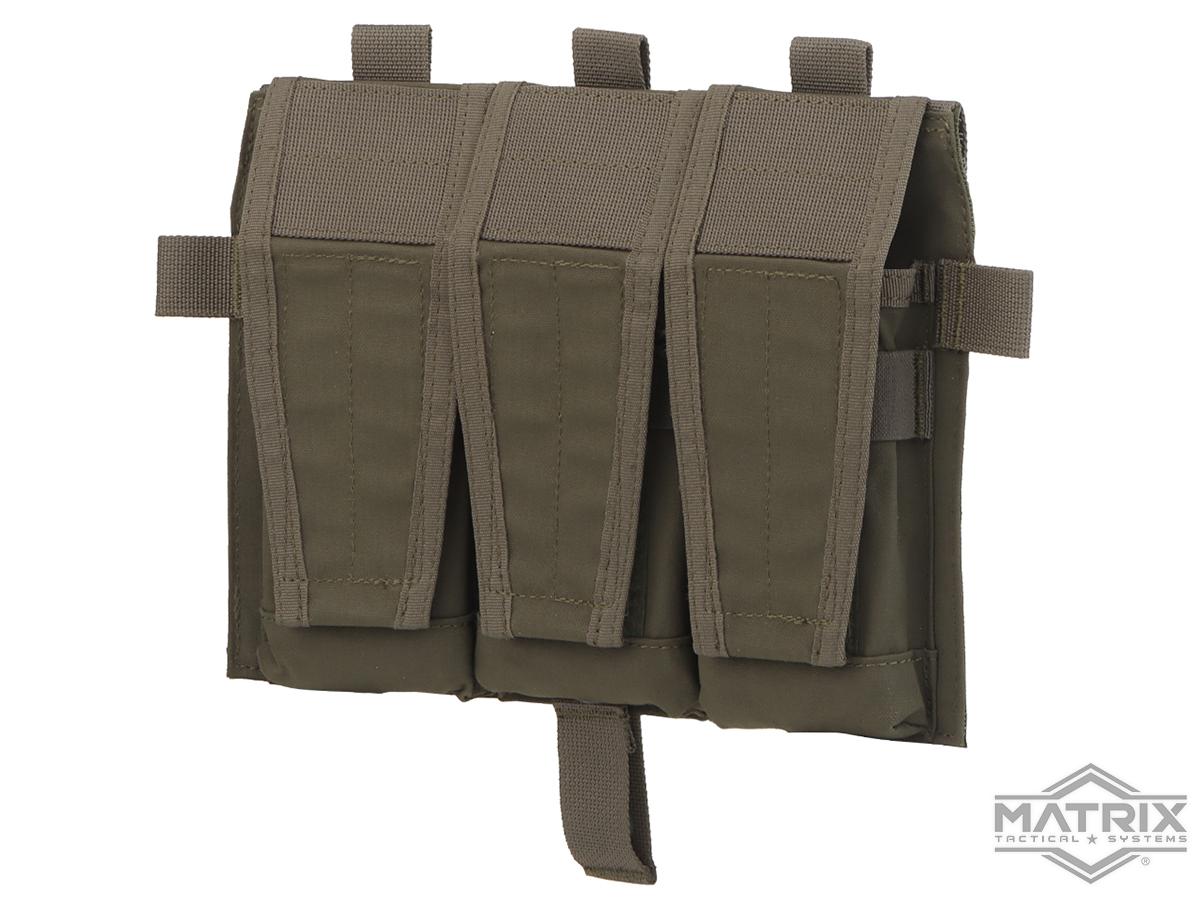 Matrix Closed Top Triple M4 Magazine Pouch Front Flap for Plate Carriers (Color: Ranger Green)