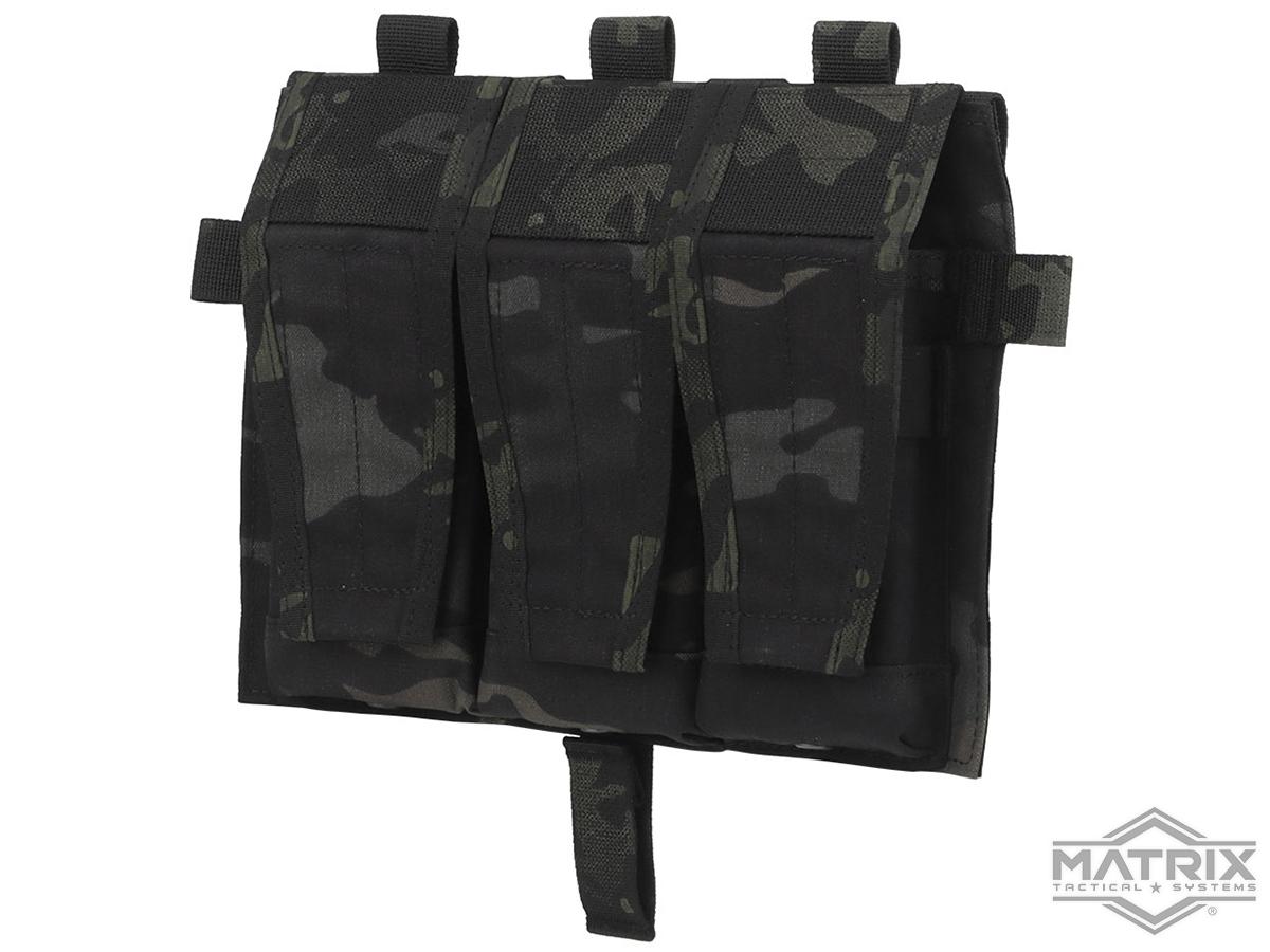 Matrix Closed Top Triple M4 Magazine Pouch Front Flap for Plate Carriers (Color: Multicam Black)