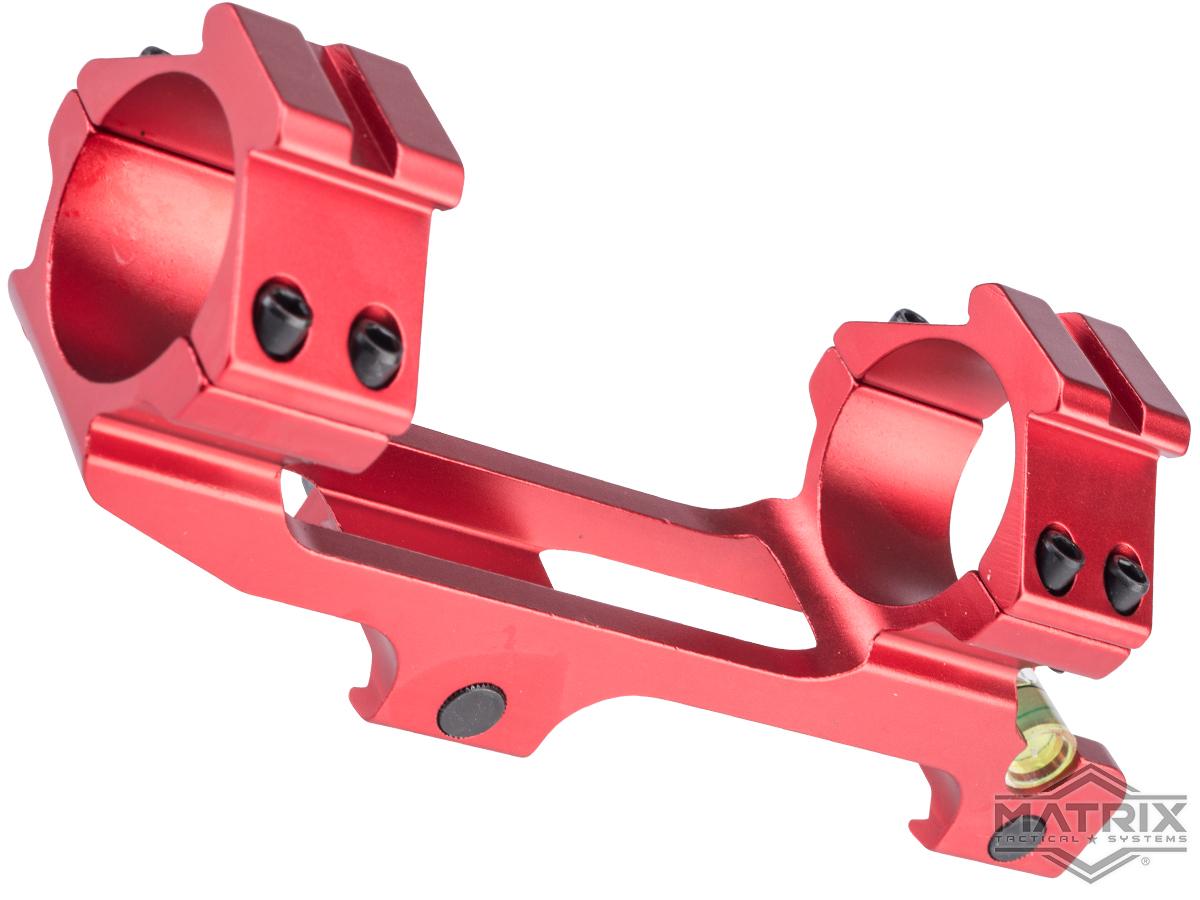 Matrix Skeletonized Cantilever Scope Rings Mount w/ Bubble Level & Picatinny Rails (Color: Red)