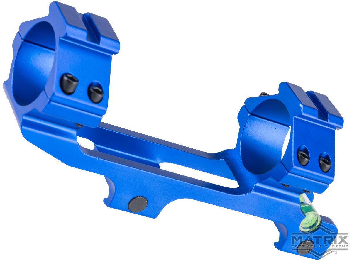 Matrix Skeletonized Cantilever Scope Rings Mount w/ Bubble Level & Picatinny Rails (Color: Blue)