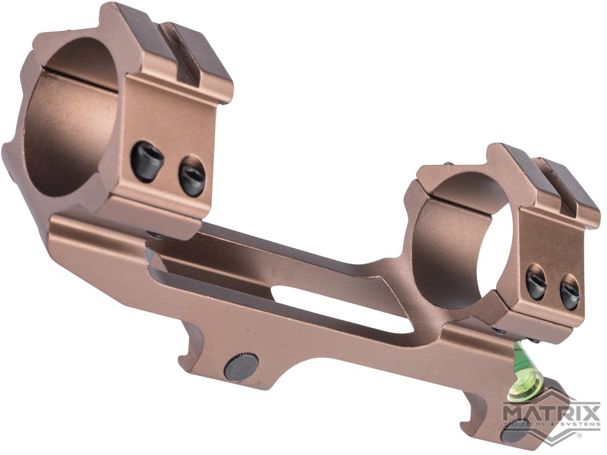 Matrix Skeletonized Cantilever Scope Rings Mount w/ Bubble Level & Picatinny Rails (Color: Dark Earth)