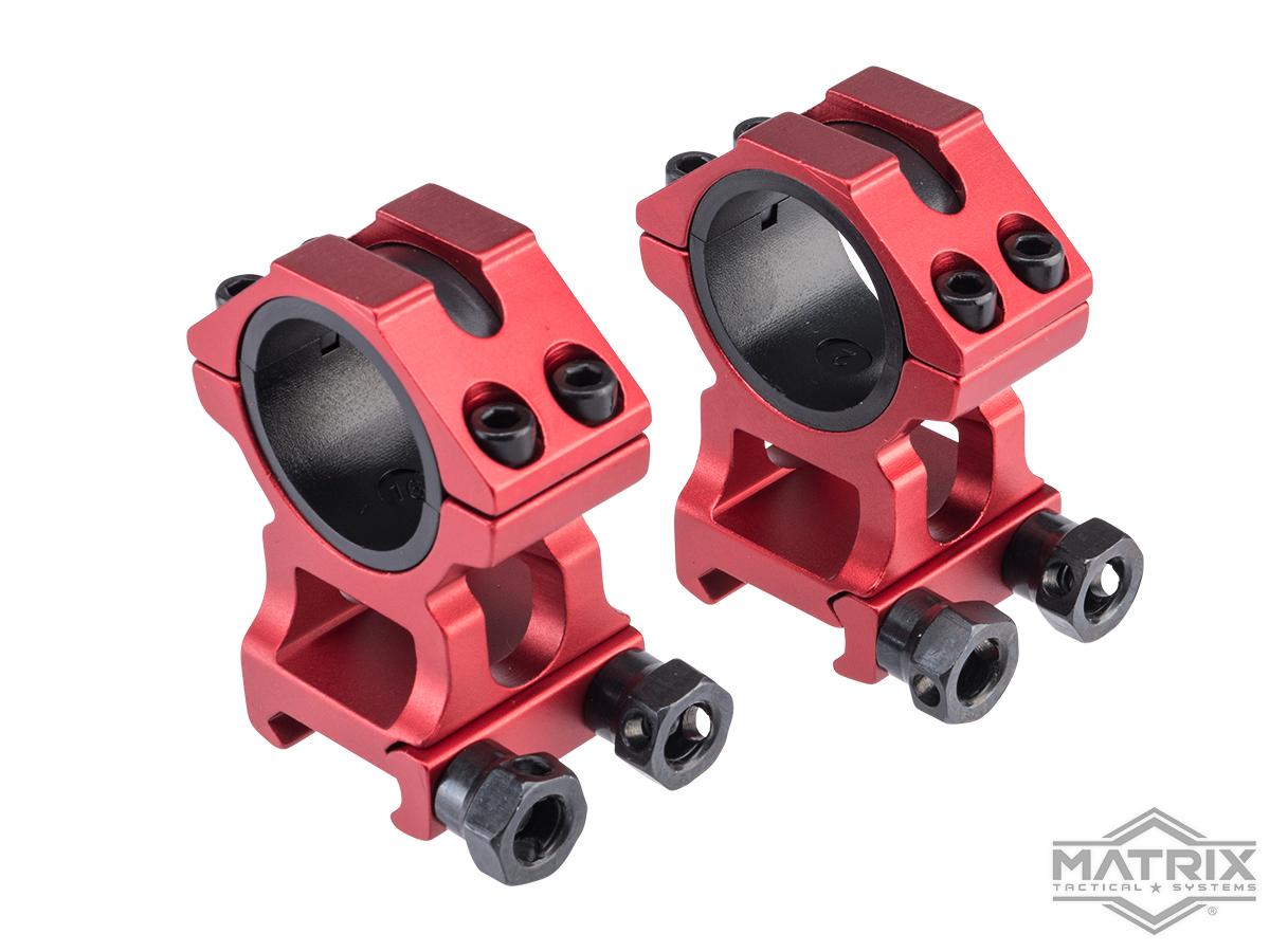 Matrix Heavy Duty Scope Riser Mounting Rings (Color: Red)