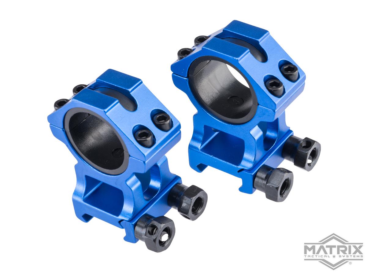 Matrix Heavy Duty Scope Riser Mounting Rings (Color: Blue)