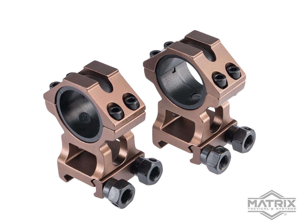 Matrix Heavy Duty Scope Riser Mounting Rings (Color: Dark Earth)