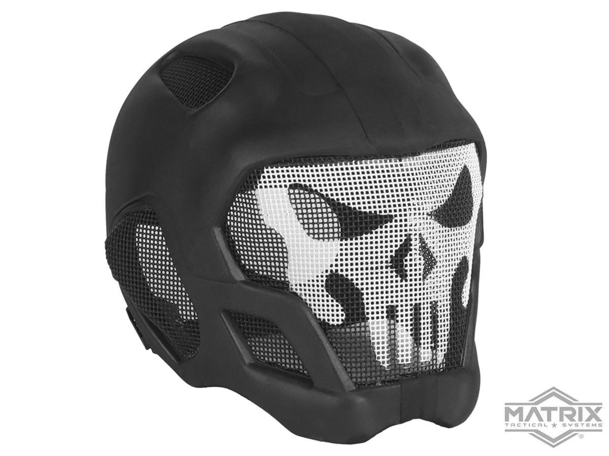 Matrix W23 Lightweight Full Face Carbon Steel Mesh Mask (Color: Black Skull)