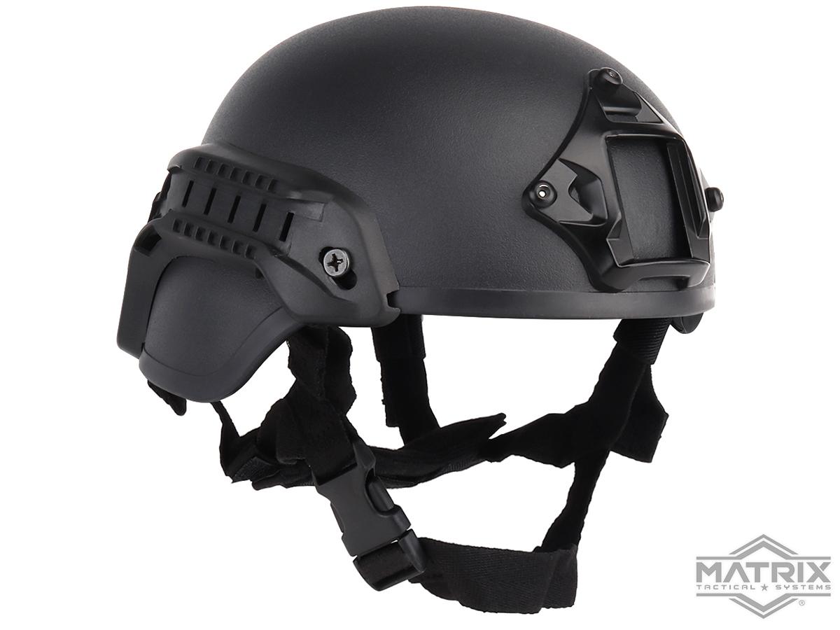 Matrix MICH 2000 Airsoft Helmet w/ NVG Shroud & ACH Rail (Color: Black)