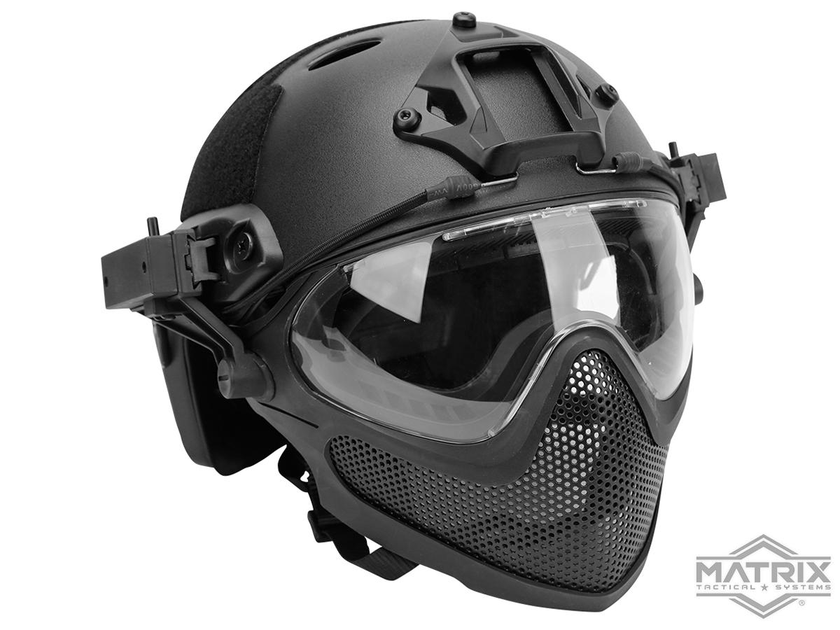 Matrix Pilot Steel Mesh Face Mask w/ Helmet (Color: Black)