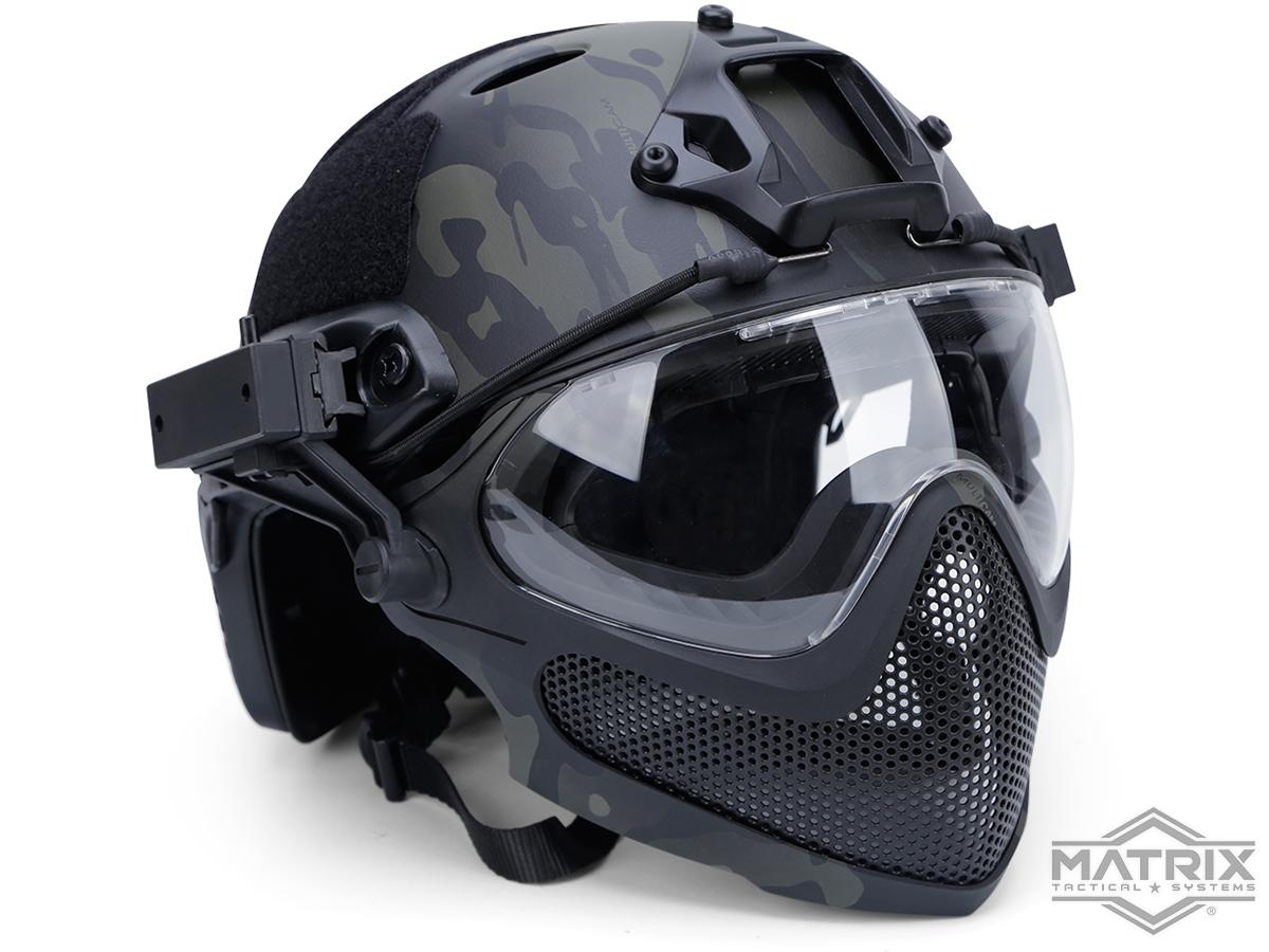 Matrix Pilot Steel Mesh Face Mask w/ Helmet (Color: Multicam Black)