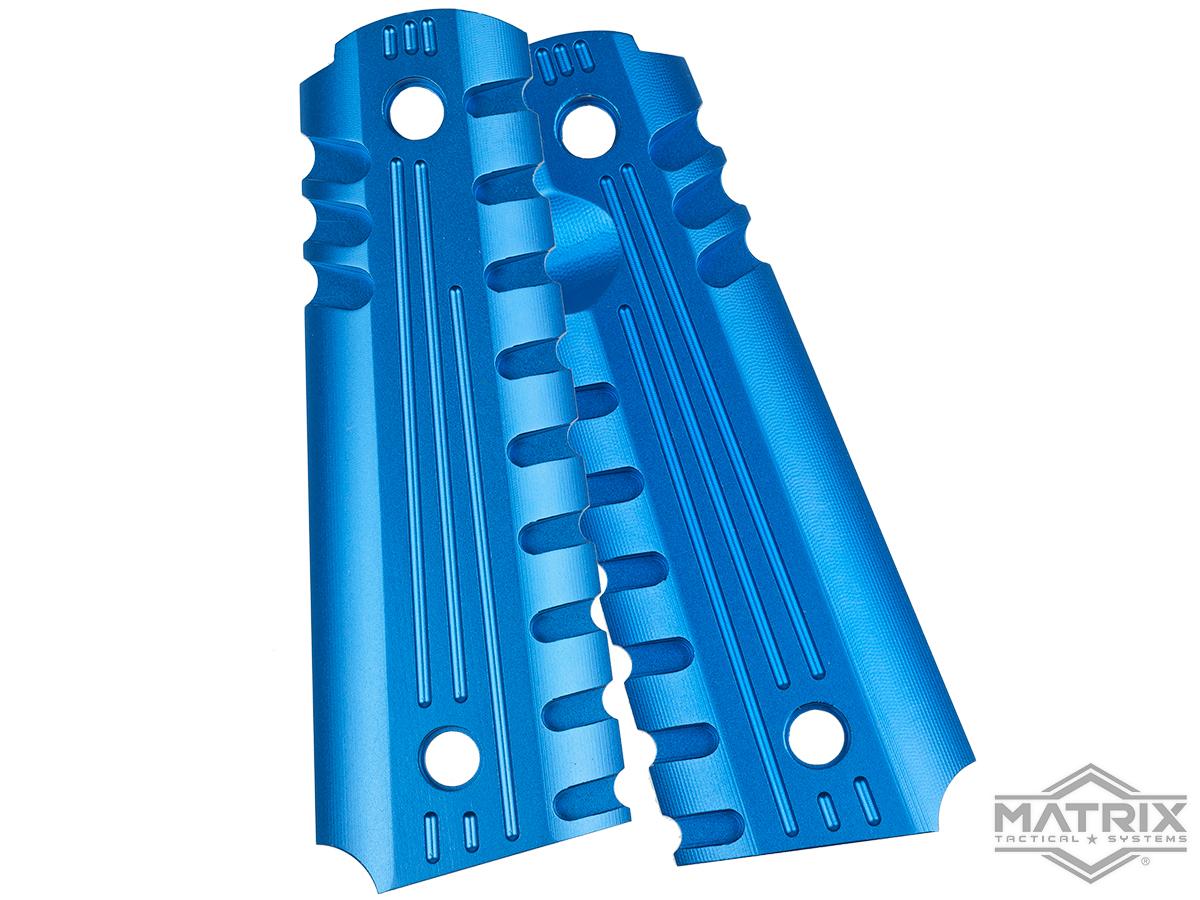 Matrix Aluminum CNC Grip for 1911 Series Airsoft GBB Pistols (Color: Blue)