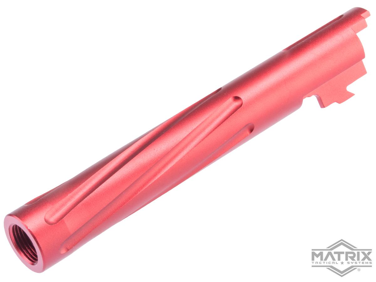 Matrix Custom Outer Barrel for Hi-CAPA 5.1 Gas Blowback Airsoft Pistols (Color: Red / Partial Spiral)