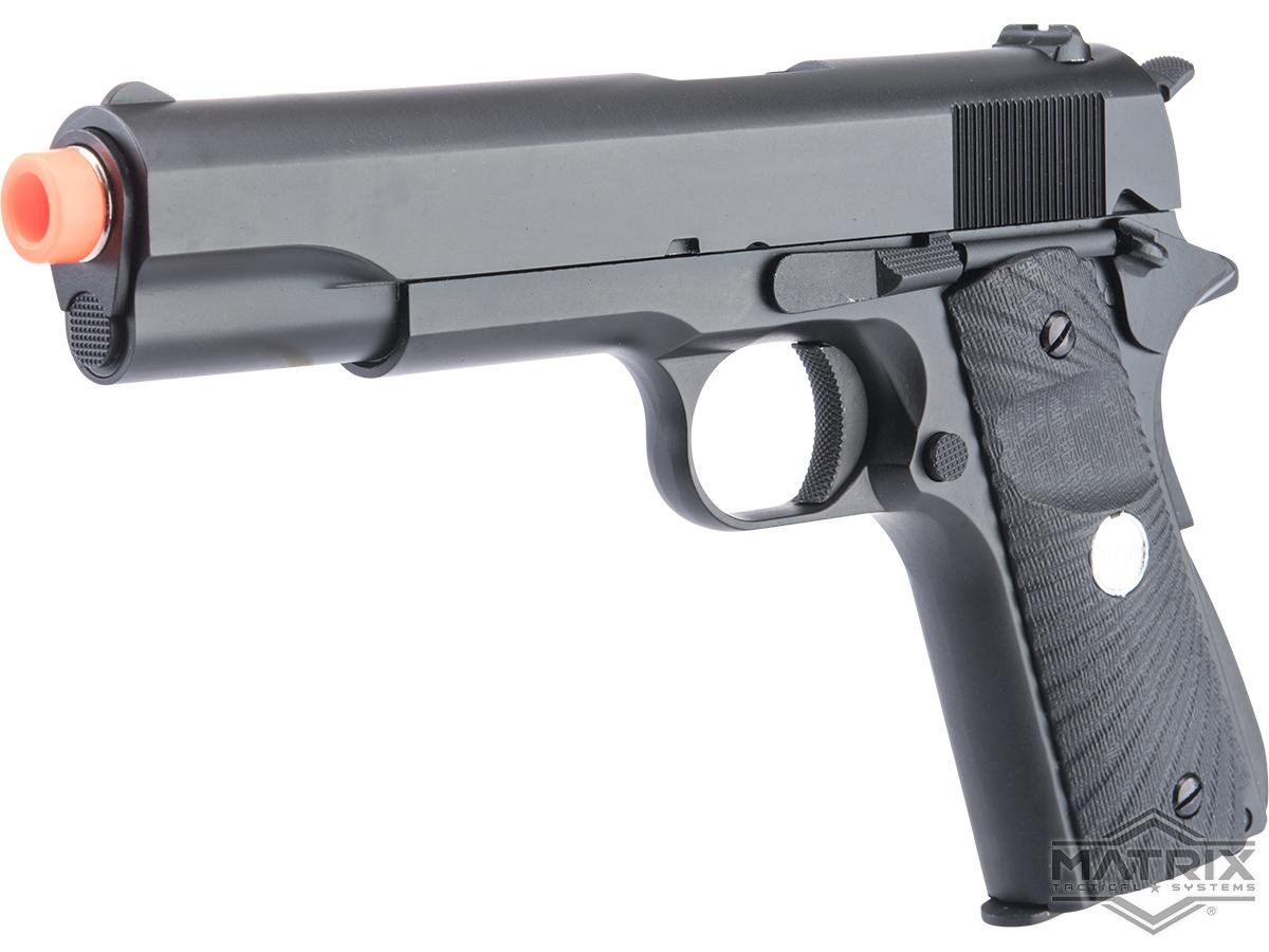 Matrix x Golden Eagle Full Metal M1911A1 Gas Blowback Airsoft Pistol (Color: Black / Eagle Wing Grips)