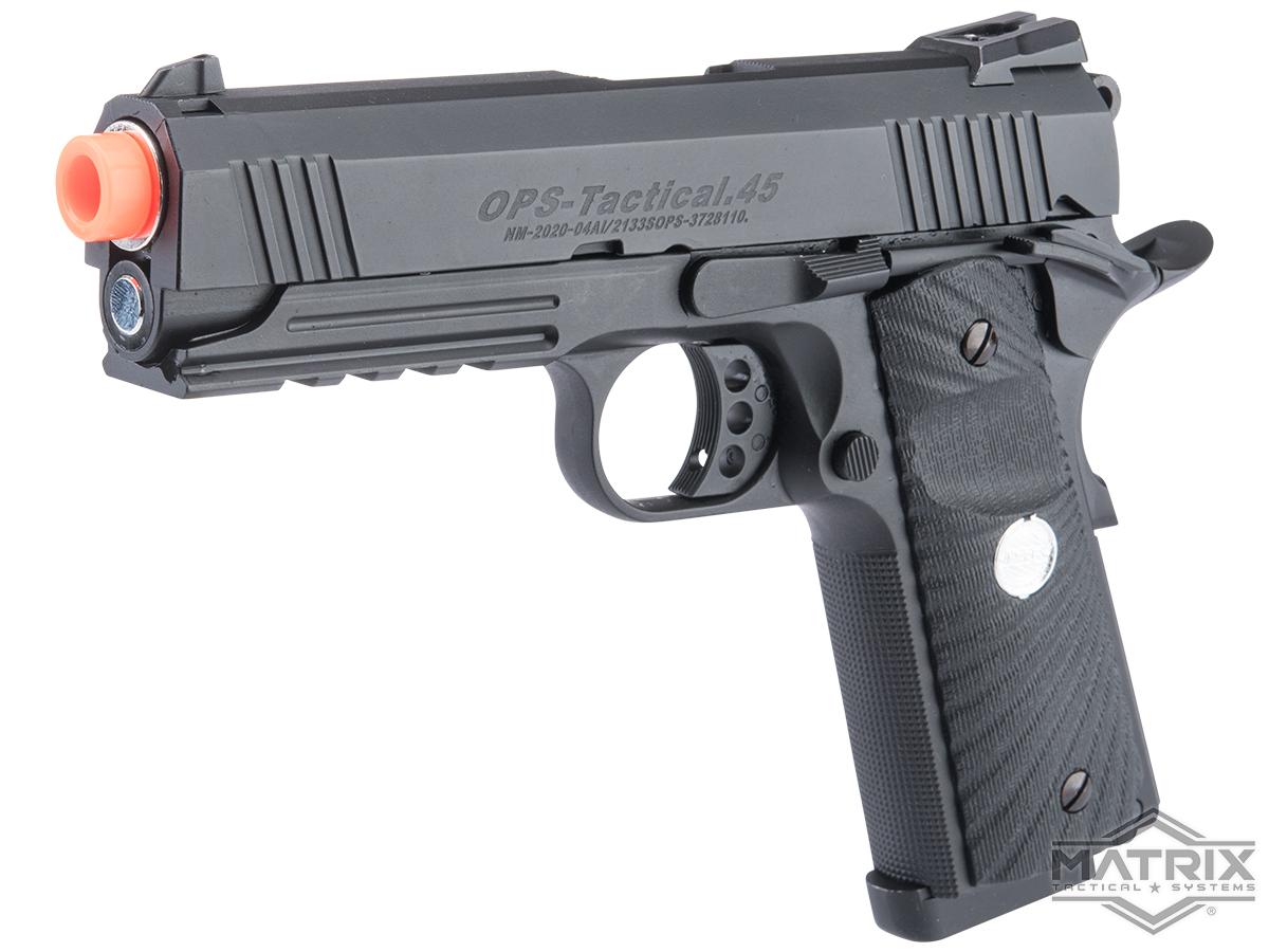 Matrix 1911 4.3 OPS Tactical Gas Blowback Airsoft Pistol (Model: Railed / Eagle Wing Grips)