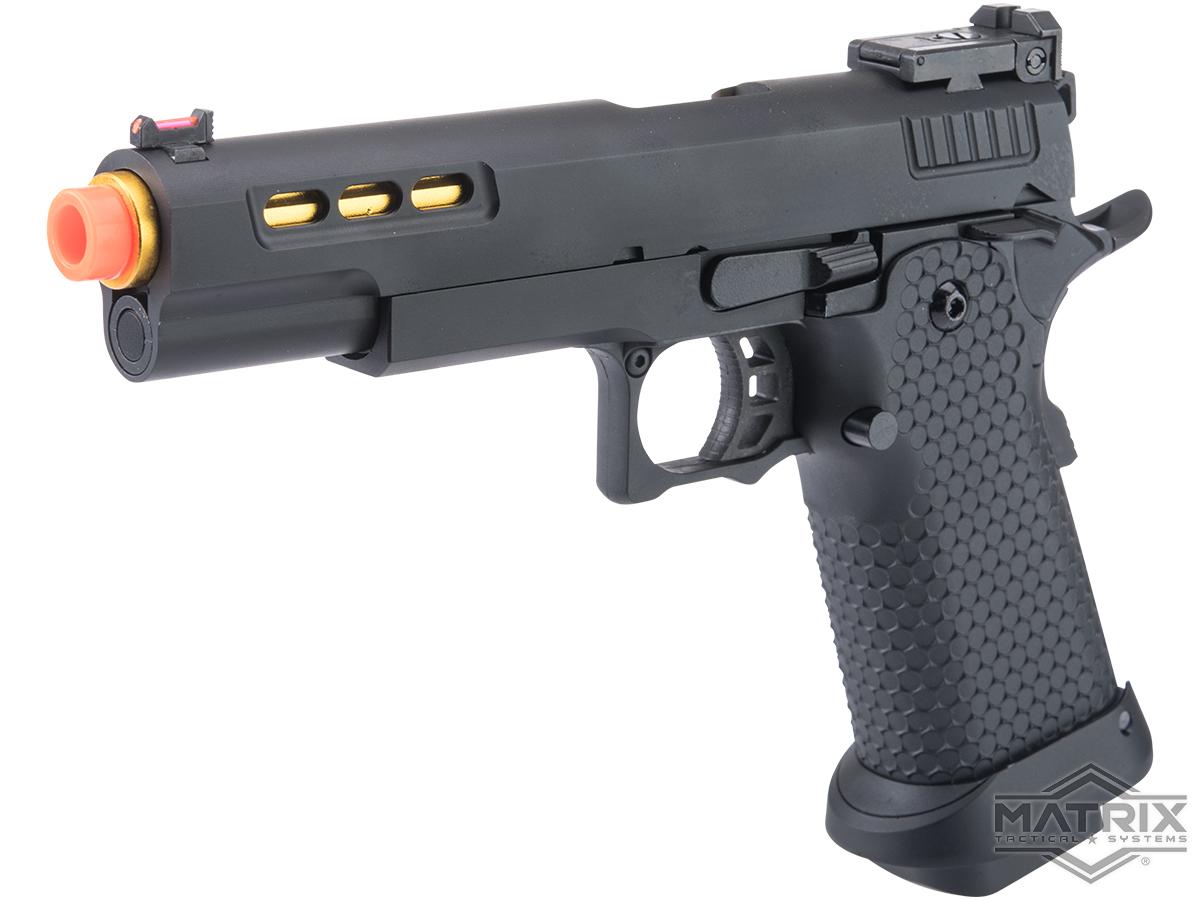 Matrix x Golden Eagle Full Metal OTS .45 Tactical Hi-CAPA Gas Blowback Airsoft Pistol w/ Carrying Case (Model: Non-Railed / Mod-2 / Gold Barrel)