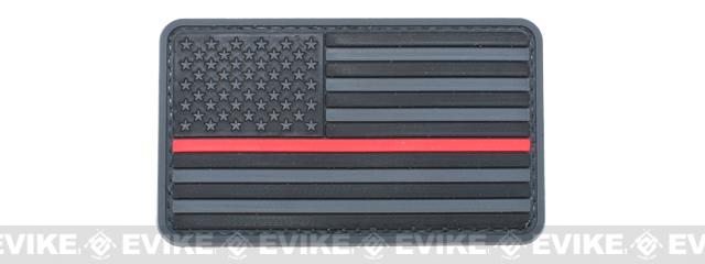 US Flag PVC Hook and Loop Rubber Patch (Color: Regular / Thin Red Line)