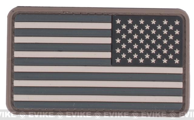 US Flag PVC Hook and Loop Rubber Patch (Color: Reverse / SWAT)