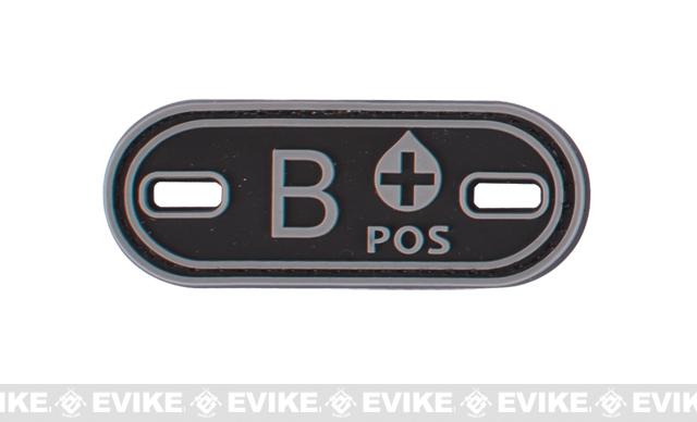 Matrix Oval Blood Type PVC Hook and Loop Patch (Type: B POS / Black)