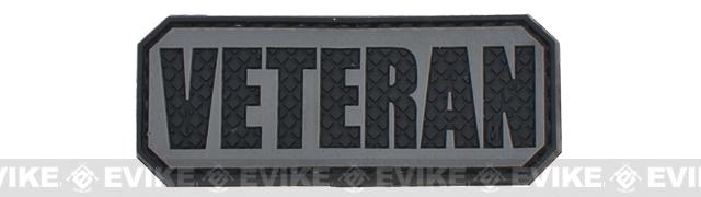 Veteran PVC Hook and Loop Morale Patch (Color: Gray / Black)