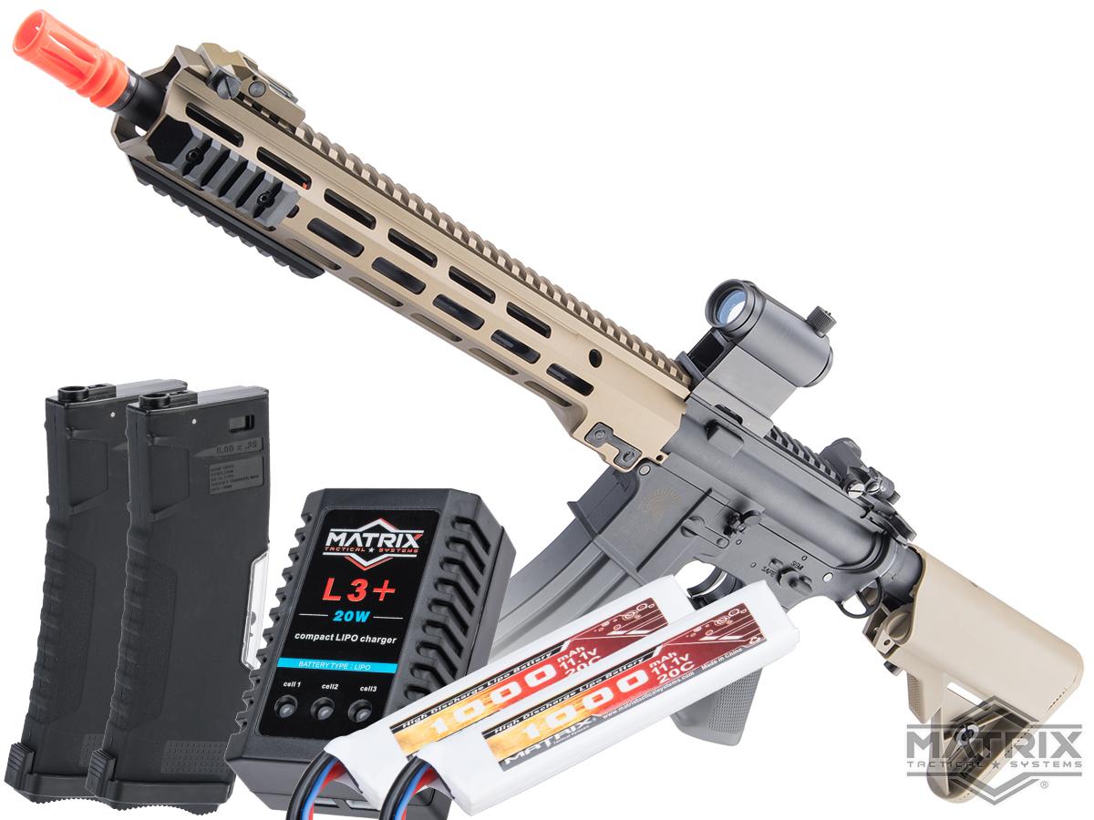 Matrix / S&T Sportsline M4 RIS Airsoft AEG Rifle w/ G3 Micro-Switch Gearbox (Model: Dark Earth / Block 3 13.5 / Go Airsoft Package)