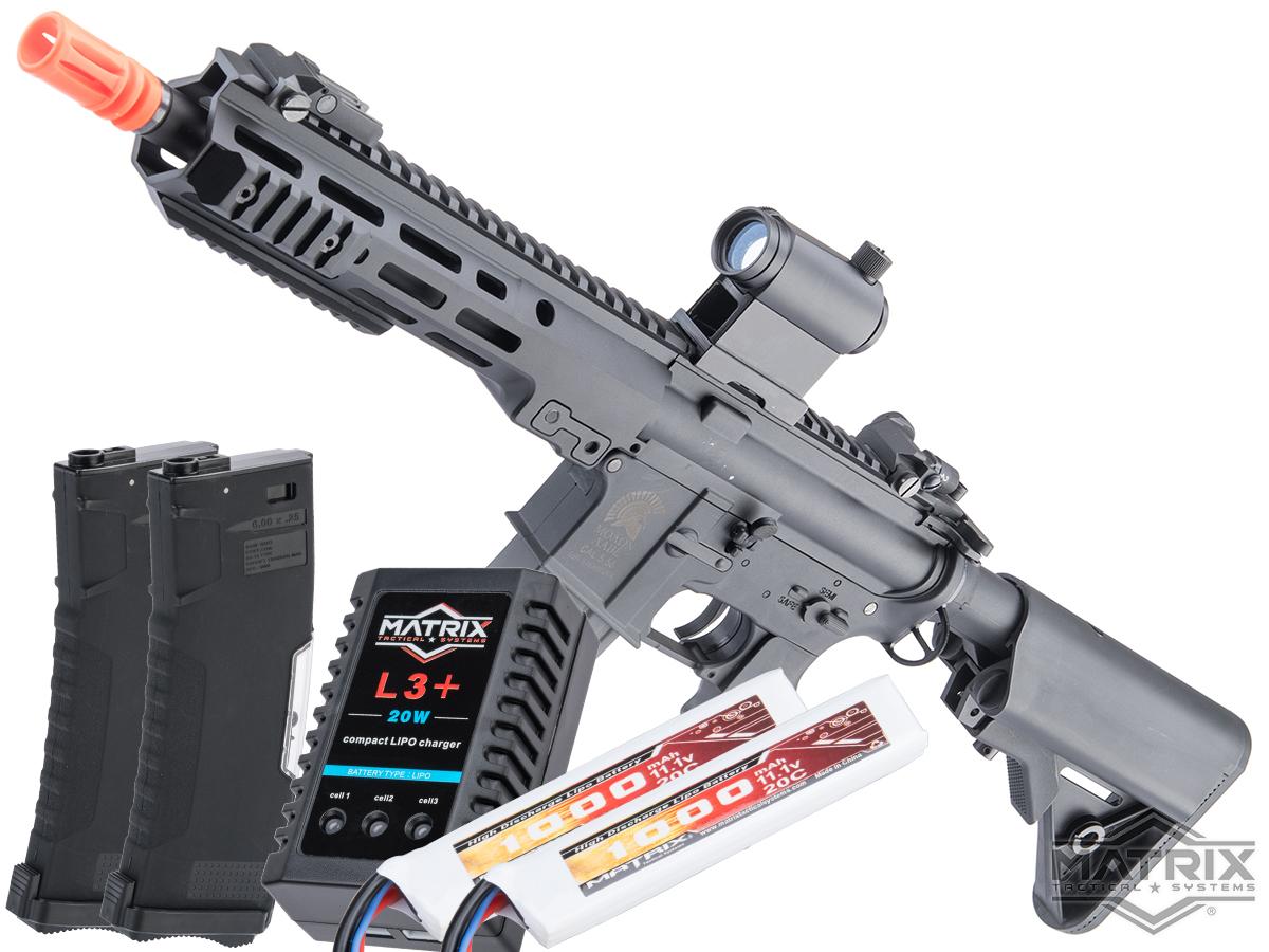 Matrix / S&T Sportsline M4 RIS Airsoft AEG Rifle w/ G3 Micro-Switch Gearbox (Model: Black / Block 3 9.5 / Go Airsoft Package)