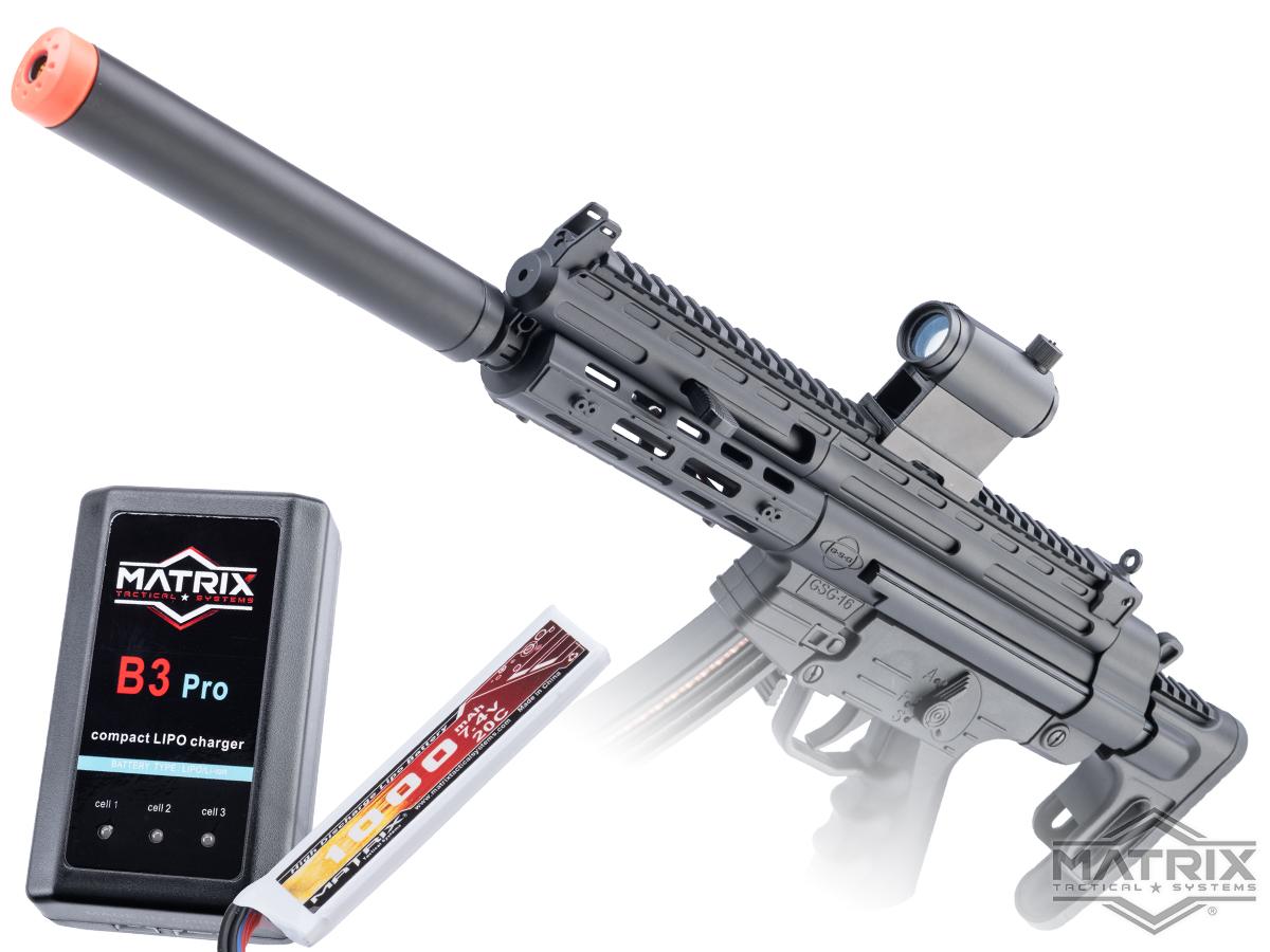 Matrix X CYMA GSG Licensed Tactical GSG-16 Airsoft AEG Sub Machinegun (Model: 400 FPS / LiPo Battery & Charger Package)