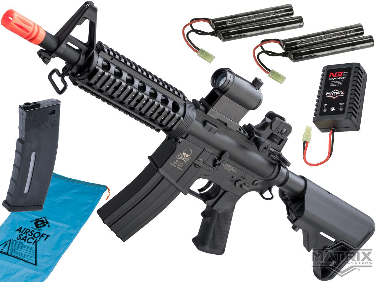 Matrix Full Size M4 BAMF Airsoft AEG w/ Metal Gearbox (Model: M4 CQB RIS / Black / 350 FPS / Go Airsoft Package)