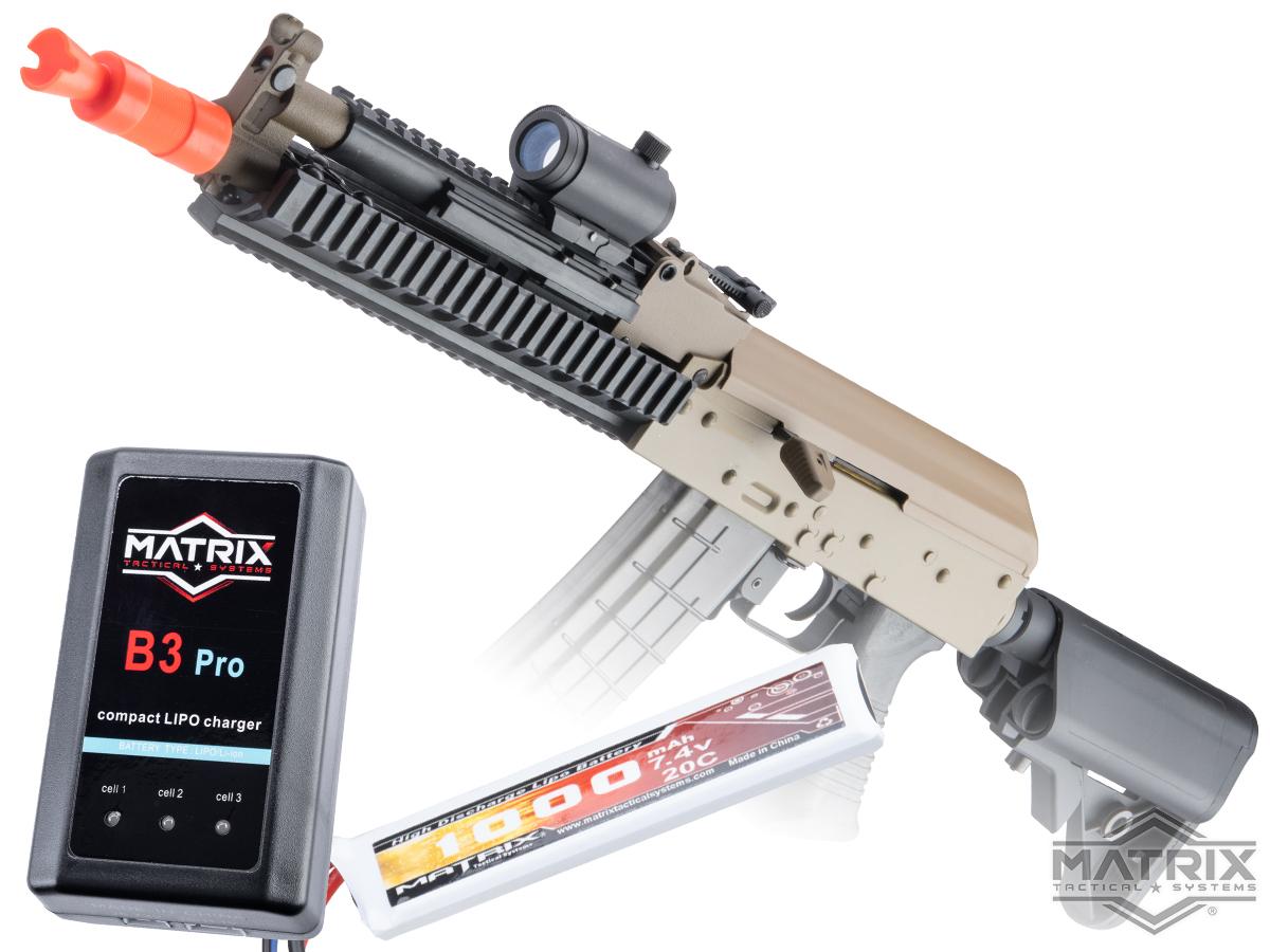 Matrix Special Edition AK Tactical Airsoft AEG (Color: Tan / 400 FPS / 7.4v LiPo Battery Package)