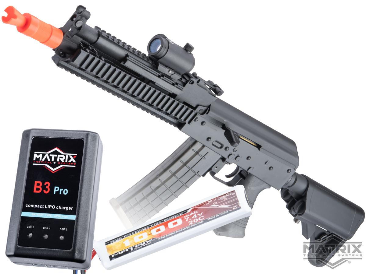 Matrix Special Edition AK Tactical Airsoft AEG (Color: Black / 400 FPS / 7.4v LiPo Battery Package)