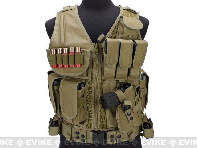 Lancer Tactical Adjustable Cross Draw Vest with Airsoft Pistol Holster  CA-310