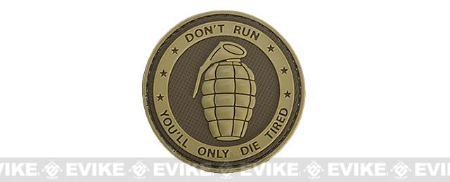 Matrix Don't Run, You'll Only Die Tired PVC IFF Hook and Loop Patch (Color: Tan)