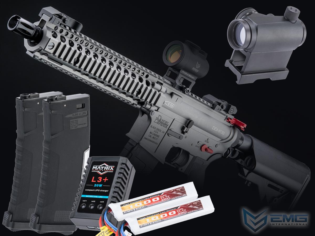 EMG Daniel Defense Licensed DDM4 Airsoft AEG Rifle w/ CYMA Platinum QBS Gearbox (Model: DDMK18 / 350 FPS / Gun Metal Grey / Go Airsoft Package)