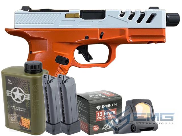 EMG F-1 Firearms Licensed BSF-19 Optics Ready Gas Blowback Airsoft Pistol (Color: Orange & White / CO2 / Go Airsoft Package)