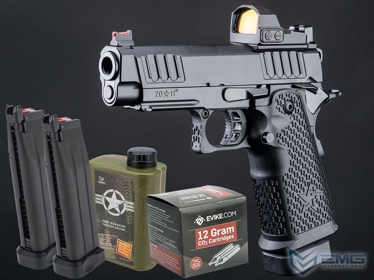 EMG Helios Staccato Licensed C2 Compact 2011 CO2 Gas Blowback Airsoft Pistol (Model: VIP Grip / CNC / Reload Package)