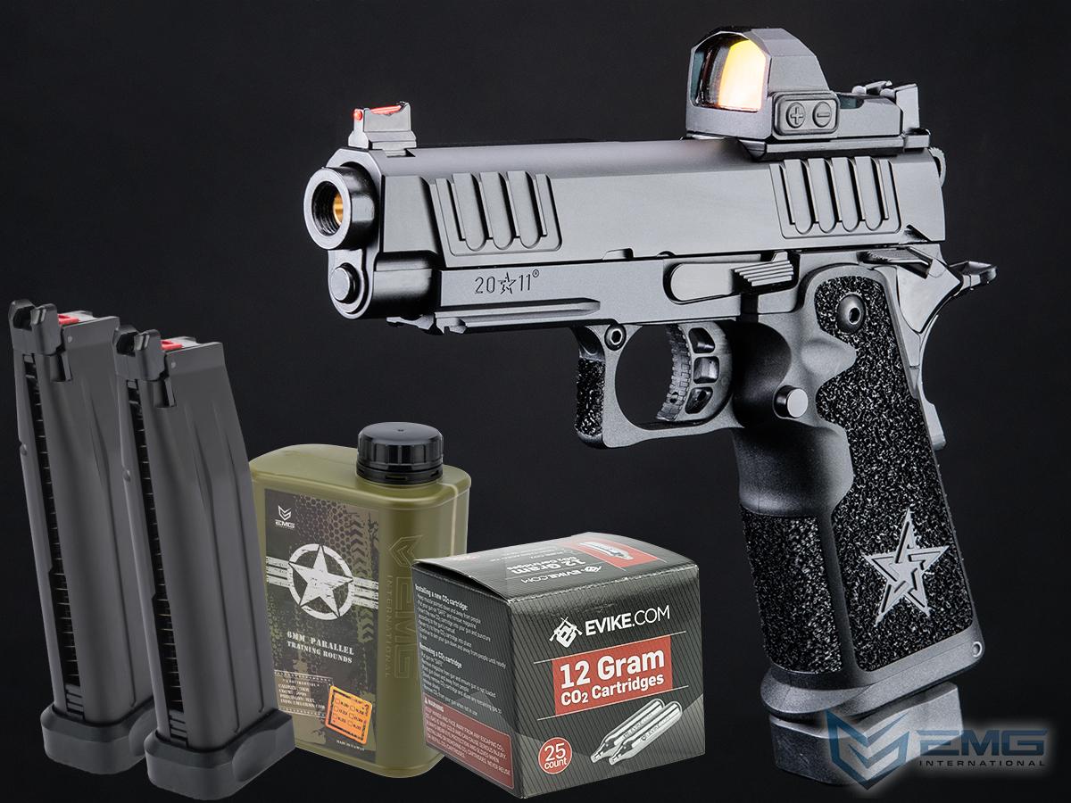 EMG Helios Staccato Licensed C2 Compact 2011 CO2 Gas Blowback Airsoft Pistol (Model: Master Grip / CNC / Reload Package)