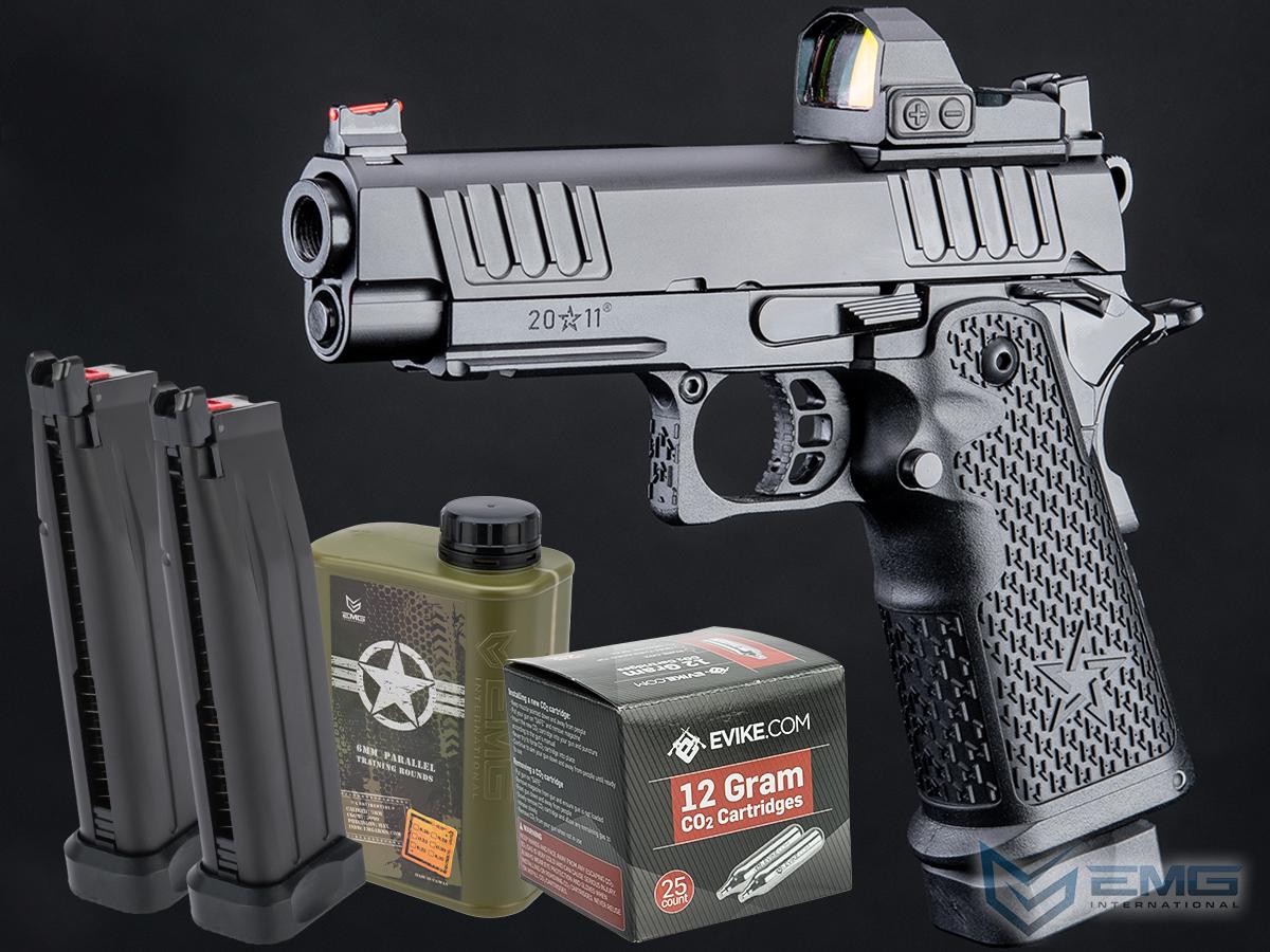 EMG Helios Staccato Licensed C2 Compact 2011 CO2 Gas Blowback Airsoft Pistol (Model: VIP Grip / Standard / Reload Package)