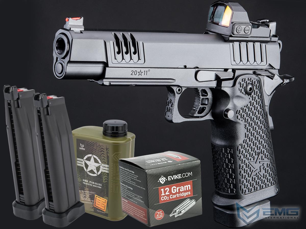 EMG Helios Staccato Licensed XL 2011 CO2 Gas Blowback Airsoft Pistol (Model: VIP Grip / CNC / Reload Package)