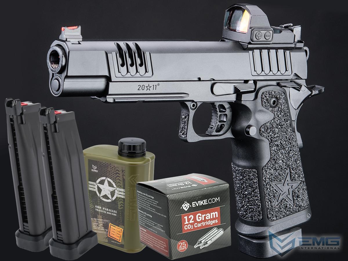 EMG Helios Staccato Licensed XL 2011 CO2 Gas Blowback Airsoft Pistol (Model: Pro Grip / Standard / Reload Package)