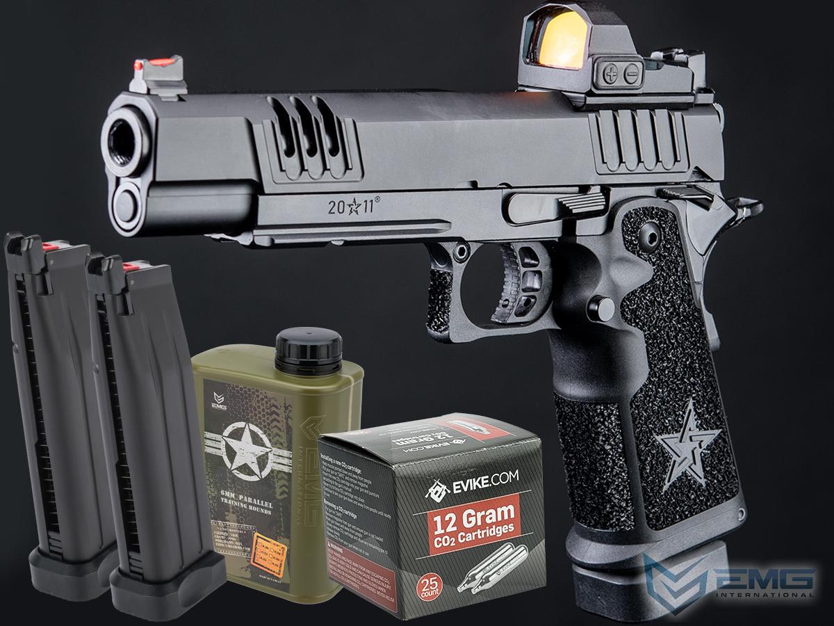 EMG Helios Staccato Licensed XL 2011 CO2 Gas Blowback Airsoft Pistol (Model: Master Grip / Standard / Reload Package)