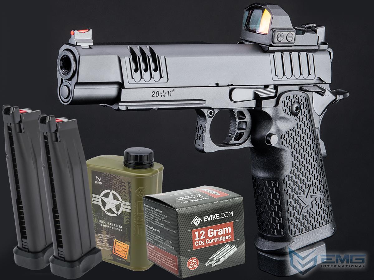 EMG Helios Staccato Licensed XL 2011 CO2 Gas Blowback Airsoft Pistol (Model: VIP Grip / Standard / Reload Package)