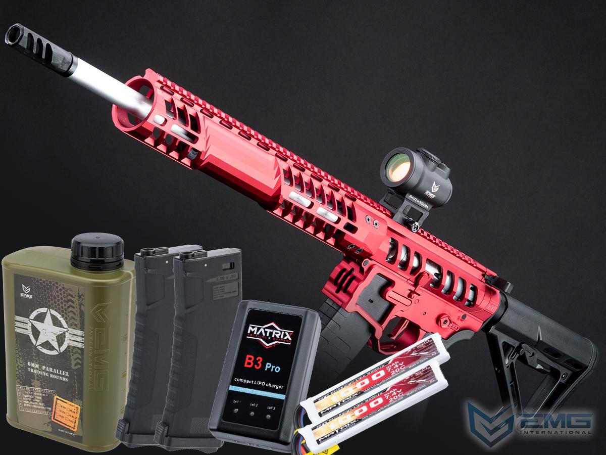 EMG F-1 Firearms UDR-15 Skeletonized AR-15 eSilverEdge Airsoft AEG Rifle w/ C7M M-LOK Handguard (Color: Red / Carbine / Tactical Package)