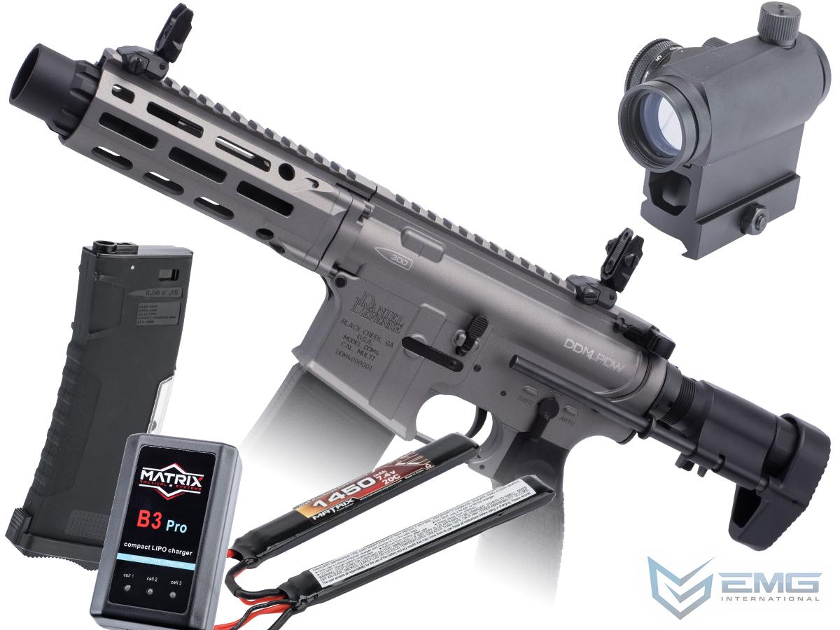 EMG Daniel Defense Licensed DDM4 PDW Airsoft AEG Rifle w/ CYMA Platinum Gearbox (Color: Cobalt / 350 FPS / Go Airsoft Package)