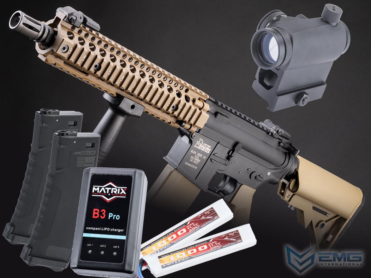 EMG Helios Daniel Defense Licensed MK18 CORE Series Airsoft AEG Rifle by Specna Arms (Model: Black & Tan / Go Airsoft Package)