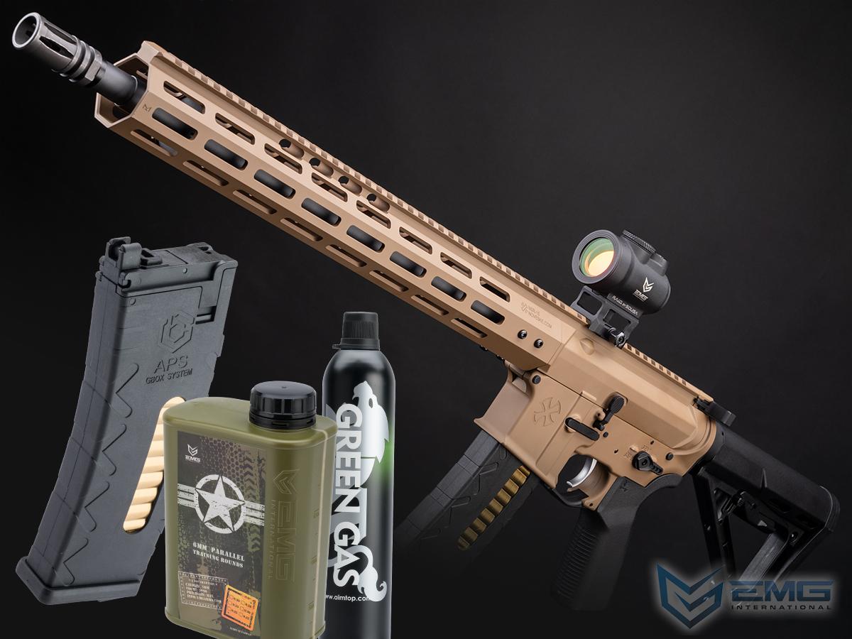 EMG Noveske Licensed Chainsaw G-Box System Gas Blowback Airsoft Training Rifle (Color: Tan / 15 RIS / Reload Package)