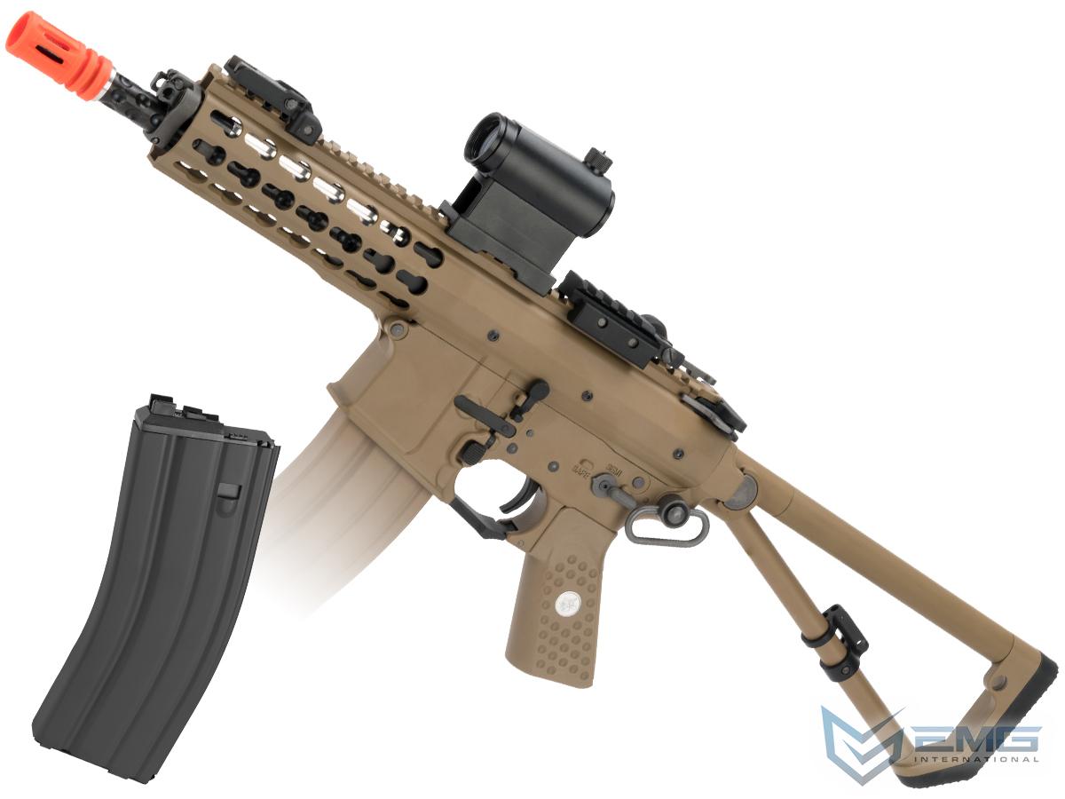 EMG Knights Armament Airsoft PDW M2 Compact Gas Blowback Airsoft Rifle (Model: Tan 400FPS / Green Gas / Add Extra Magazine)